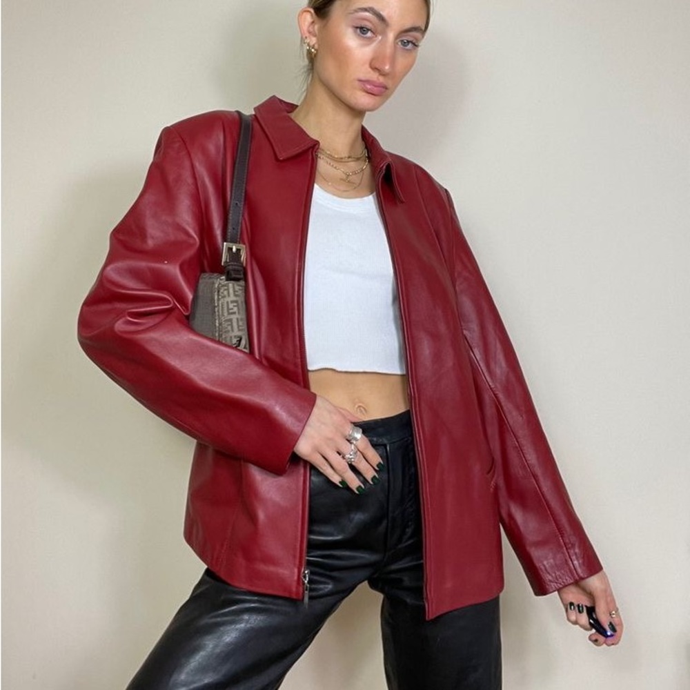 Burgundy Red leather jacket